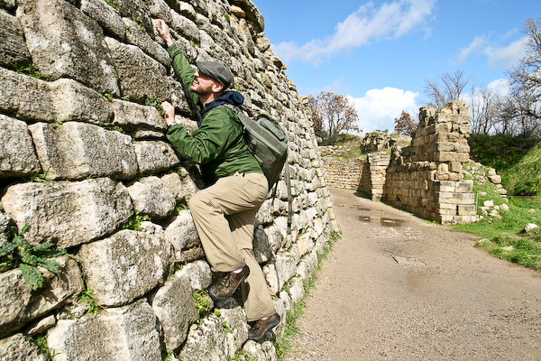 Troy, Chris climbing the wall-8135