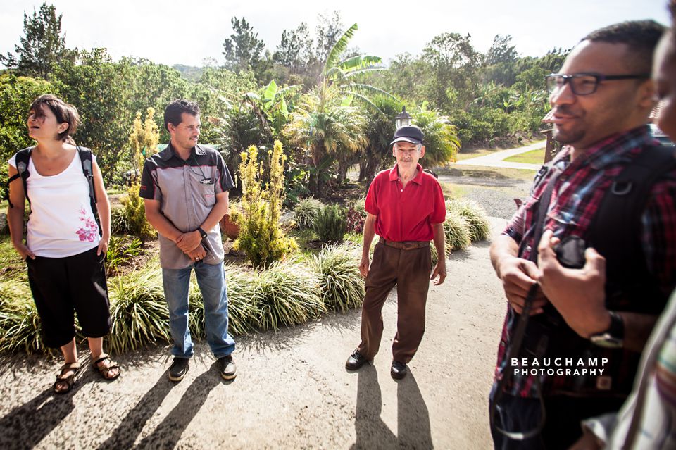 The man in the red shirt is Don Juan, the 70-year old man who owns and runs the "Don Juan Coffee Plantation". 