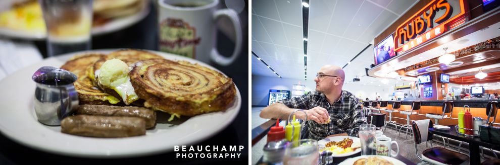 America, fuck yeah! Heartstopping breakfast in the Houston Airport. Cinnamon bun french toast. 