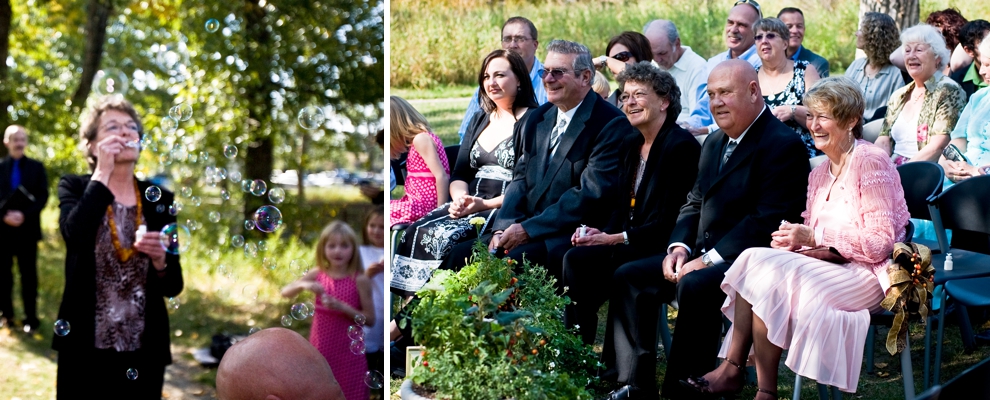 My aunt blowing bubbles and enjoying our wedding. 