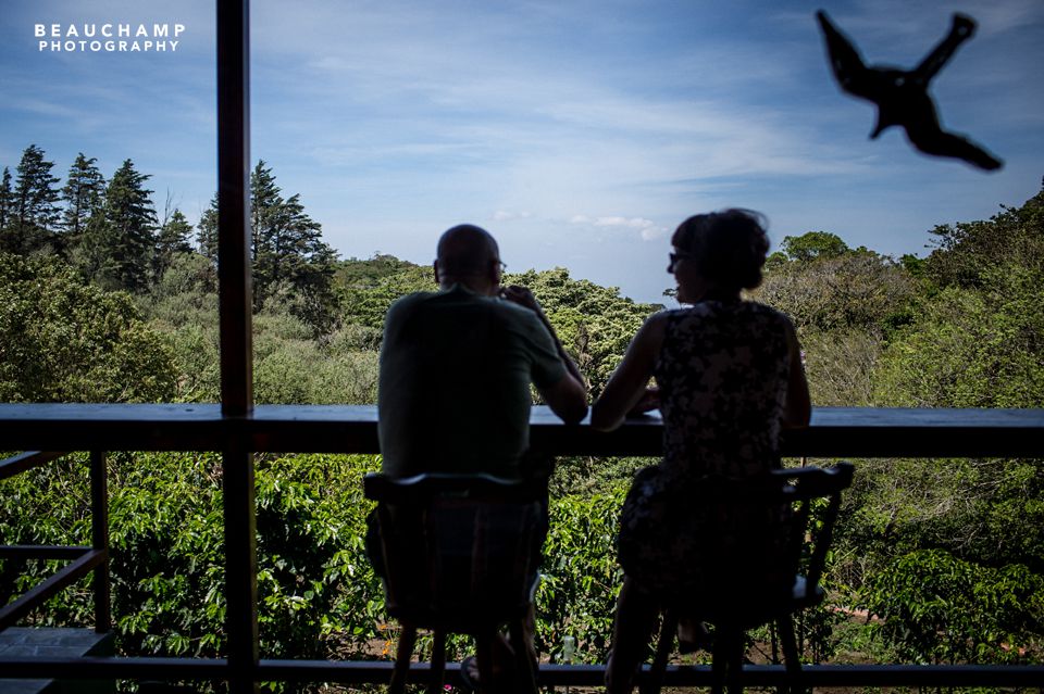 A friendly American Dad snapped this for me. We're enjoying our coffee tasting on the balcony of Don Juan's. 