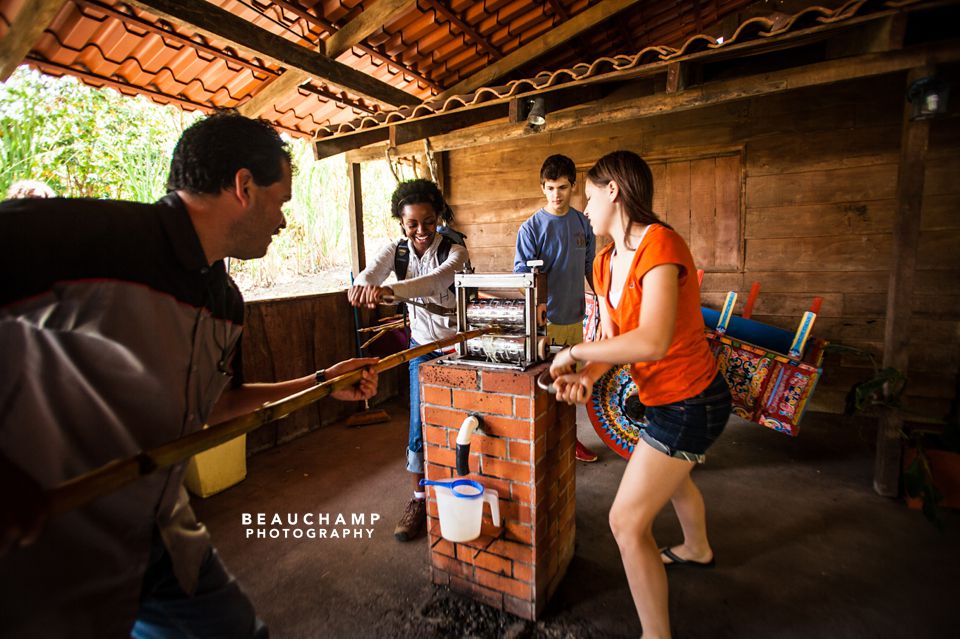 It's hard work squeezing the liquid out of sugar cane, but it's definitely worth it for the sweet, refreshing juice.