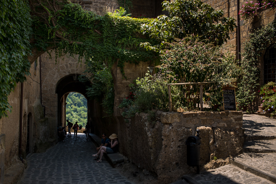 The main entrance to town. The old medieval town is connected to the more renaissance era town of Bagnoregio by a long foot-bridge. Business owners ferry goods into Civita via scooters and little vehicles. Everyone else walks. 